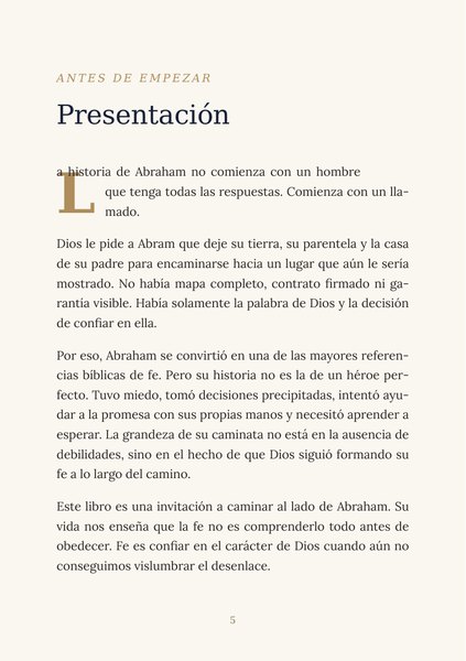 Página de la presentación con letra capitular
